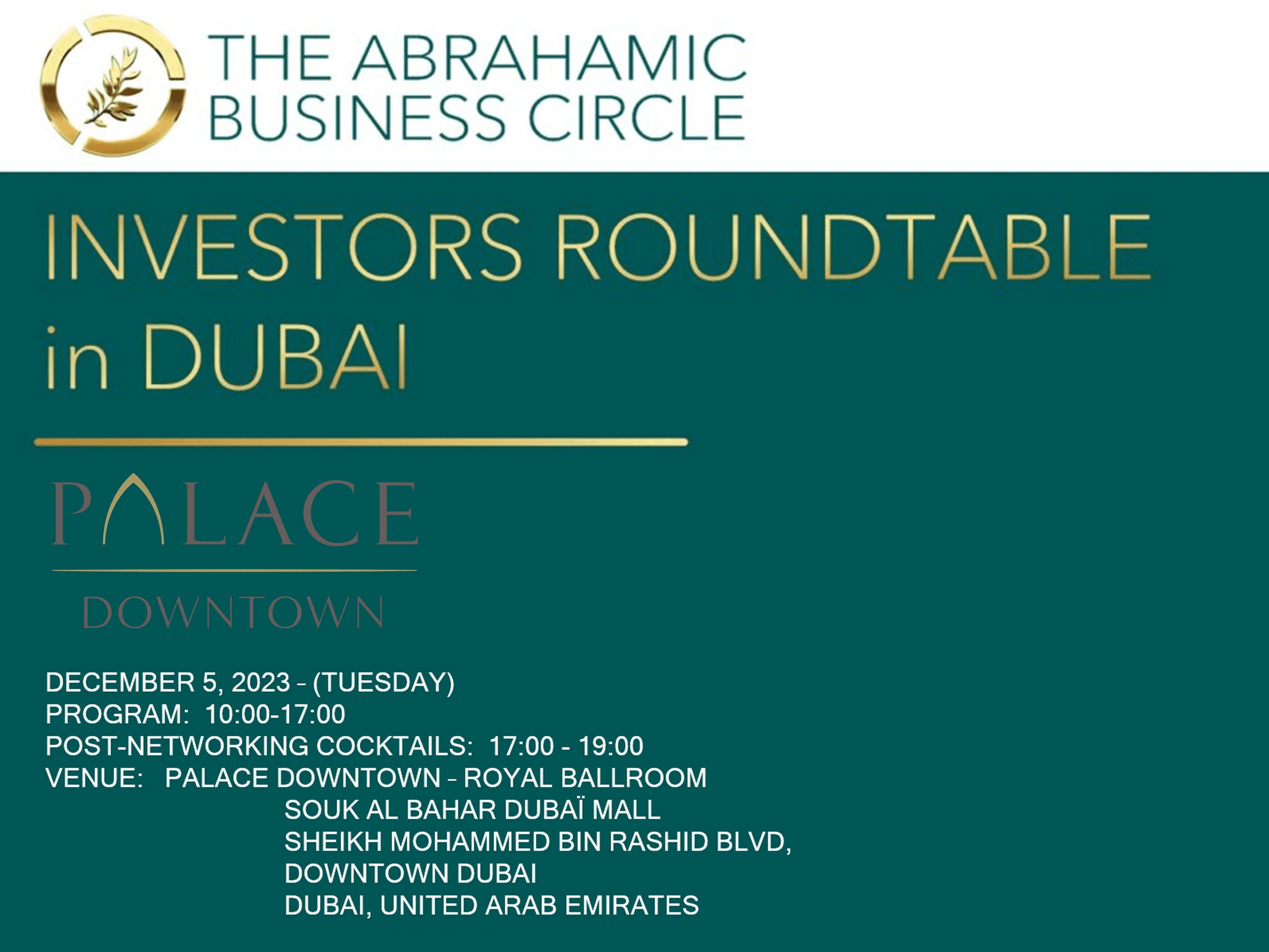 INVESTORS ROUNDTABLE in DUBAI